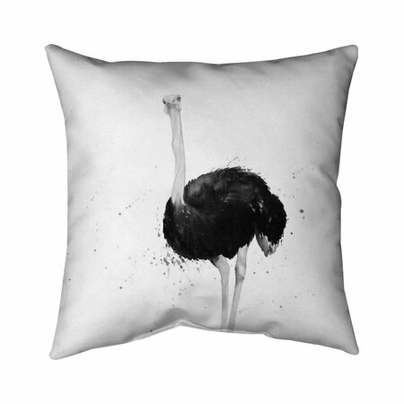 BEGIN HOME DECOR 20 x 20 in. Ostrich In Watercolor-Double Sided Print Indoor Pillow 5541-2020-AN457